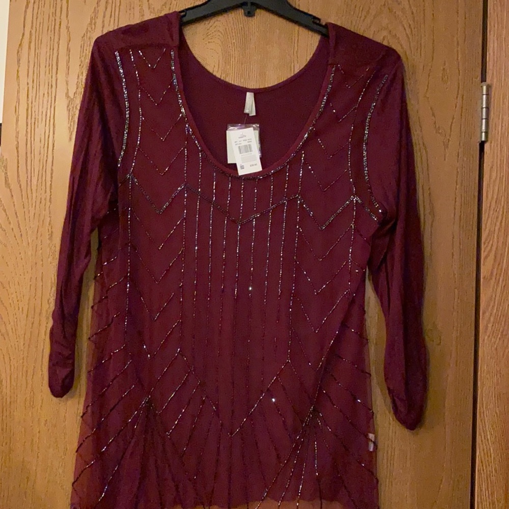 Vanity beaded mesh top NWT